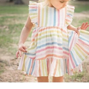Cheeky plum linen toddler dress